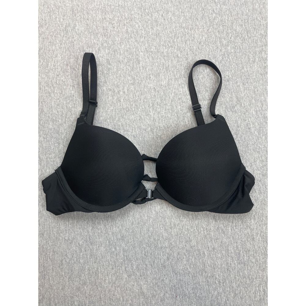 Victorias Secret Pink Bra Womens 32B Black Underwired Push‎ Up Pigeonnant
